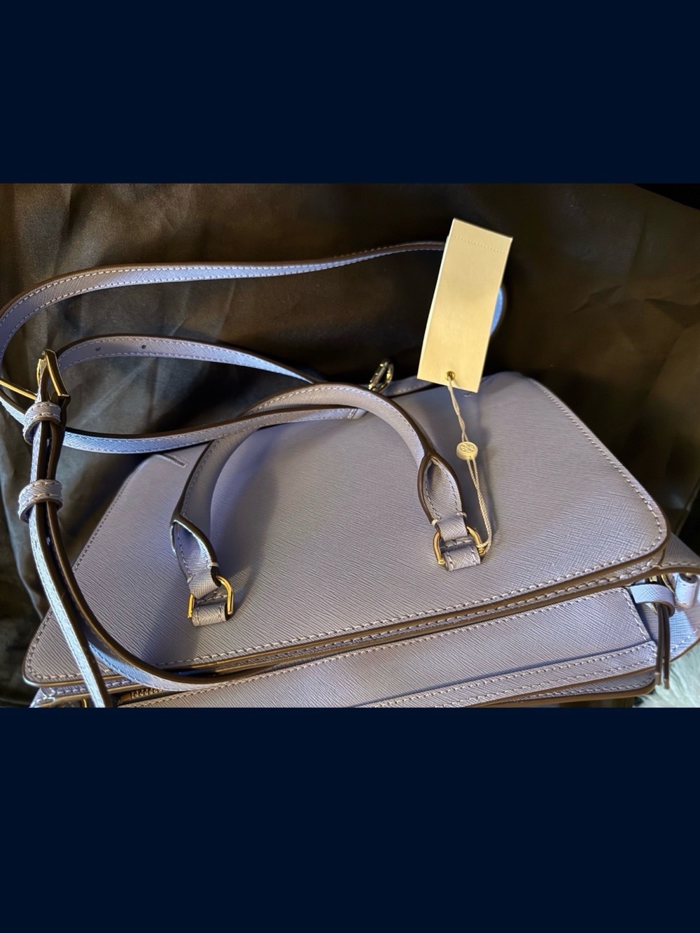 Tory Burch Small Top-Handle Satchel in Periwinkle - Picture 3 of 7